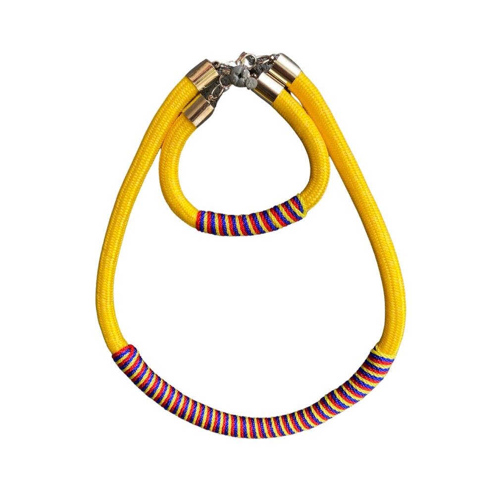 Colombian Artisan Made Necklace & Bracelet Set Hand Crafted Multicolor (Med)